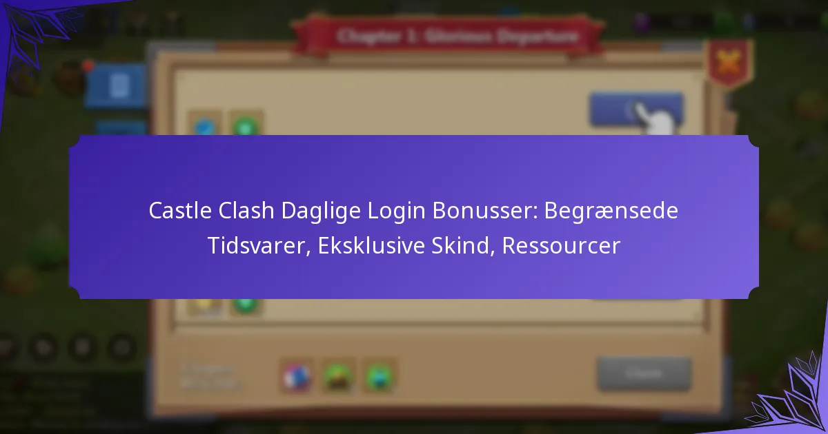 Castle Clash Daglige Login Bonusser: Begrænsede Tidsvarer, Eksklusive Skind, Ressourcer