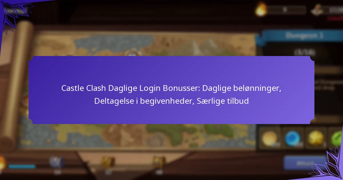 Castle Clash Daglige Login Bonusser: Daglige belønninger, Deltagelse i begivenheder, Særlige tilbud