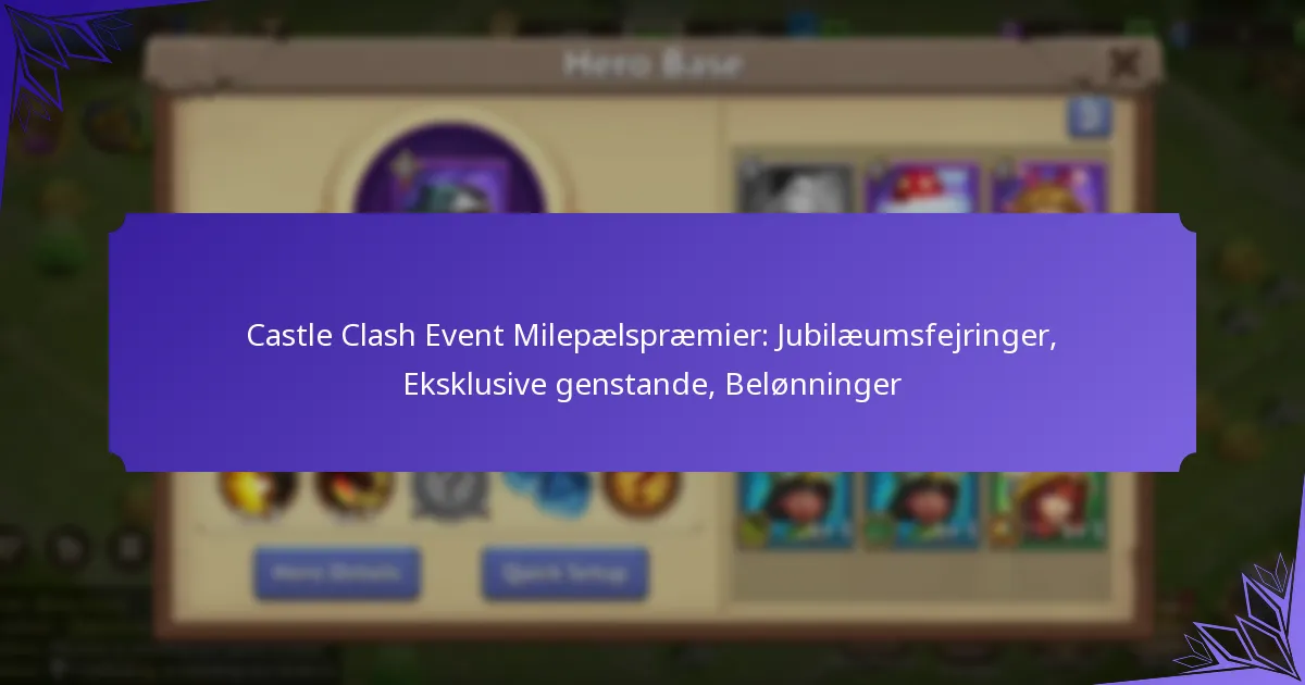 Castle Clash Event Milepælspræmier: Jubilæumsfejringer, Eksklusive genstande, Belønninger